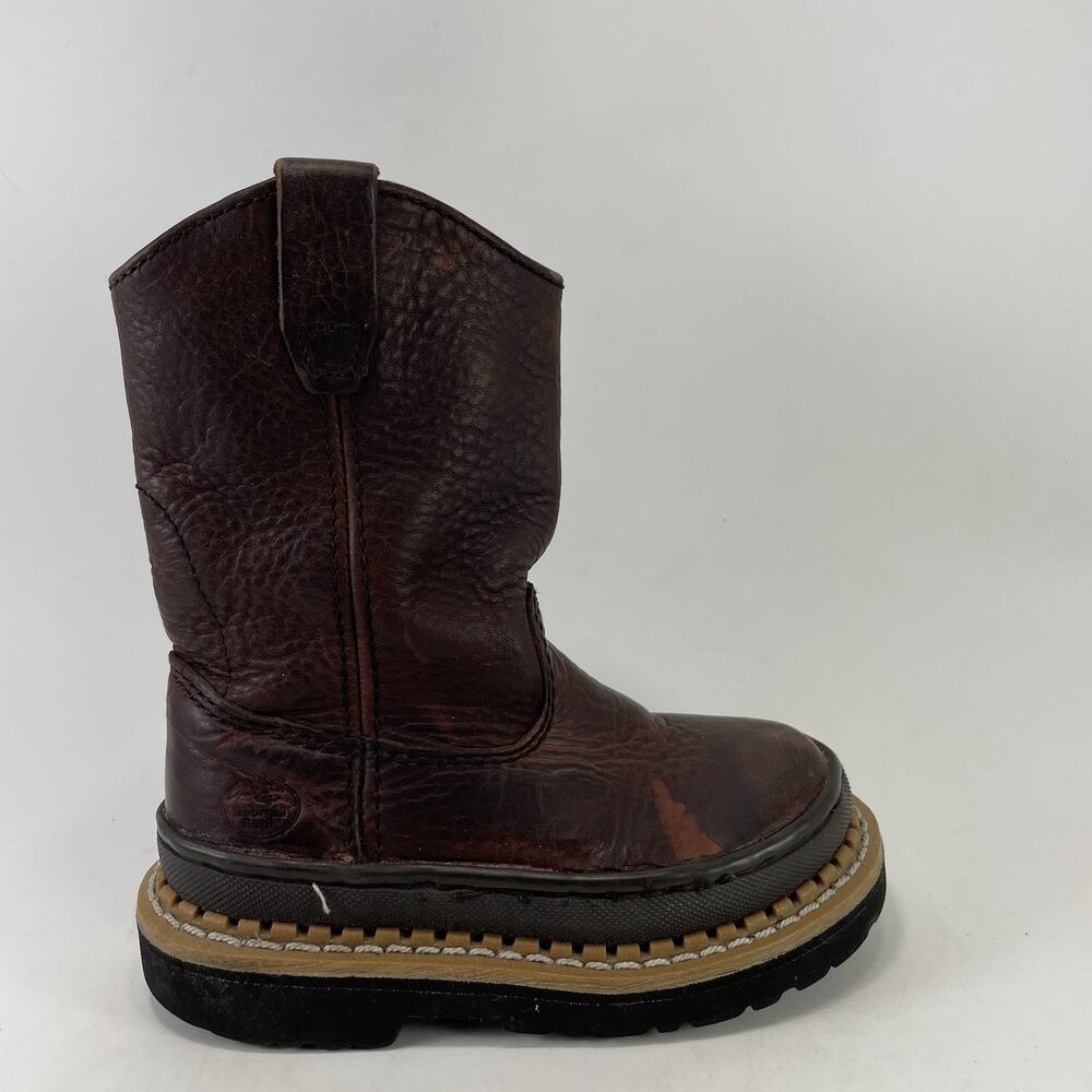 Georgia Boot Little Georgia Giant Brown Leather Boots Kids Size 8.5M Wellington